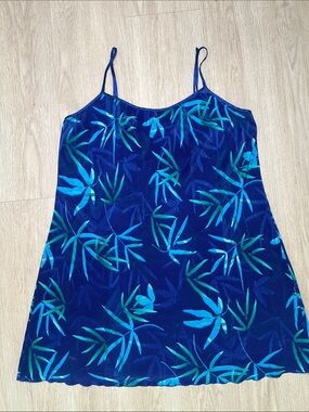 Jaclyn Smith Royal Blue Tropical Slip Dress Large